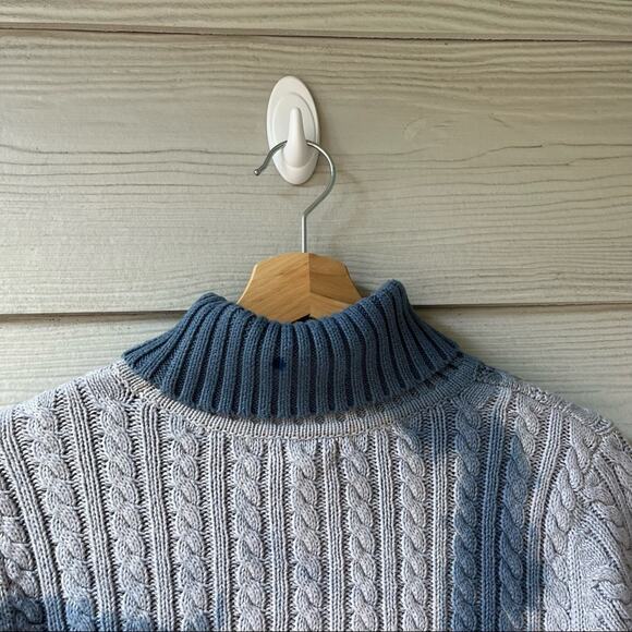 Reworked Handmade Tie Dye Indigo Croft&Barrow Chunky Turtleneck Sweater. -CA4 - Picture 9 of 12